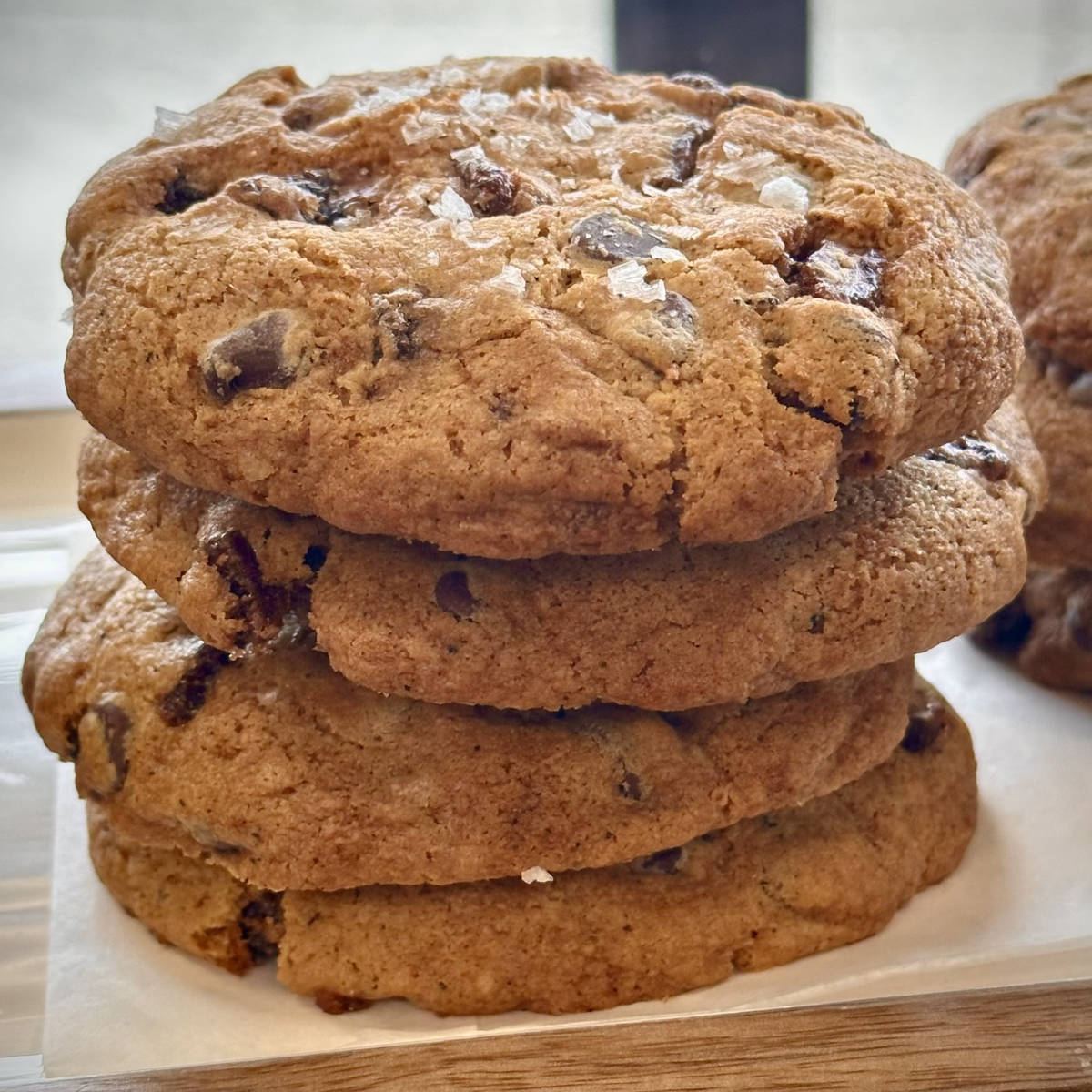 Stack of chocolate chip cookies